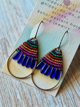 Load image into Gallery viewer, Rustic Copper Beaded Petal Fan Earrings, Hypoallergenic