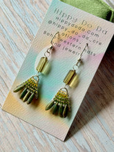 Load image into Gallery viewer, Mini Boho Beaded Fan Earrings with Whisky Quartz