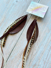 Load image into Gallery viewer, Light As A Feather FUN Garnet GAMEDAY Rooster Feather Silver Hoop Earrings
