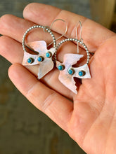 Load image into Gallery viewer, Kingman Turquoise Copper and Sterling Silver Birdie Dangles