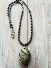 Load image into Gallery viewer, Autumn Refresh Victorian Abalone and Peacock Pearl Sterling Silver Necklace