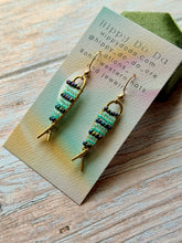 Load image into Gallery viewer, Beaded Brass Fishy Dangle Earrings