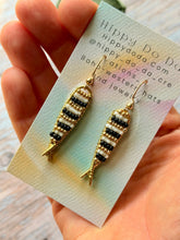 Load image into Gallery viewer, Beaded Brass Fishy Dangle Earrings