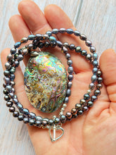 Load image into Gallery viewer, Autumn Refresh Victorian Abalone and Peacock Pearl Sterling Silver Necklace