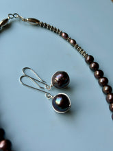 Load image into Gallery viewer, Beautiful Peacock Iridescent Luster Baroque Pearl Sterling Silver Dangle Earrings