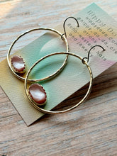 Load image into Gallery viewer, Pink Mussel Shell Sterling Silver Hoop Dangle Earrings