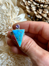 Load image into Gallery viewer, Cripple Creek Turquoise and Amethyst Ring, Size 8.25
