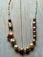 Load image into Gallery viewer, SALTY COLLECTION Blush Baroque and Rice Pearl Gold Fill Necklace