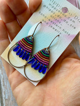 Load image into Gallery viewer, Rustic Copper Beaded Petal Fan Earrings, Hypoallergenic