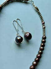 Load image into Gallery viewer, Beautiful Peacock Iridescent Luster Baroque Pearl Sterling Silver Dangle Earrings