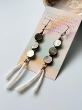 Load image into Gallery viewer, Native Black Mother of Pearl Shell and Dentalium Shell Dangle Earrings