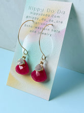 Load image into Gallery viewer, Treasure Trunk Pink Opal and Pink Chalcedony Gemstone Hammered Dangle Earrings