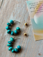 Load image into Gallery viewer, Vintage Sonoran Blue Nugget Sterling Silver Hoop Dangles