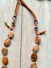 Load image into Gallery viewer, Autumn Refresh Rugged Red Creek Jasper Leather Adjustable Necklace