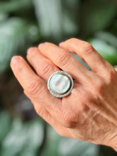 Load image into Gallery viewer, Black Mother of Pearl Sterling Silver Ring, size 8.75