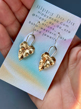 Load image into Gallery viewer, Silver and Gold, Brass Leaf and Sterling Dangle Earrings