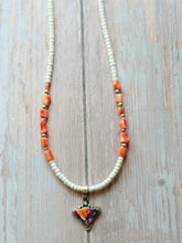 Load image into Gallery viewer, Spiny Oyster Mojave Turquoise Cow and Coral Sterling Silver Necklace