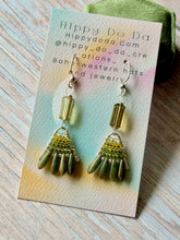 Load image into Gallery viewer, Mini Boho Beaded Fan Earrings with Whisky Quartz