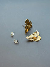 Load image into Gallery viewer, Silver and Gold, Brass Leaf Studs, Sterling Post