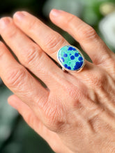 Load image into Gallery viewer, Bluebird Azurite Sterling Silver Ring, size 6.75