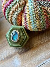 Load image into Gallery viewer, Bodhi Leaf Inlay Aurora Opal, Sterling Silver Ring, Size 9.5