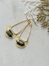 Load image into Gallery viewer, TBFL Collection, Mixed Metal Brass And Pyrite Dangle Earrings