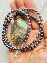 Load image into Gallery viewer, Autumn Refresh Victorian Abalone and Peacock Pearl Sterling Silver Necklace