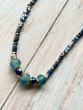 Load image into Gallery viewer, Autumn Refresh Vintage Sea Glass and Sodalite Gemstone Necklace