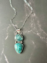 Load image into Gallery viewer, New Lander Blue Turquoise Sterling Silver Necklace, 20” Chain