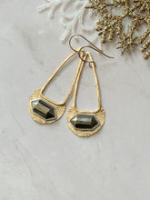 Load image into Gallery viewer, TBFL Collection, Mixed Metal Brass And Pyrite Dangle Earrings