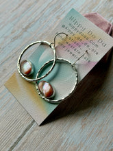 Load image into Gallery viewer, Vintage Pink Mussel Shell ans Sterling Silver Hoop Dangle Earrings