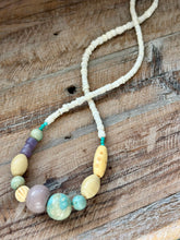Load image into Gallery viewer, Vintage Glass, Pottery, Heishi Shell and Bone Beaded Necklace