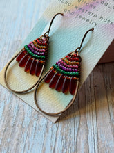 Load image into Gallery viewer, Rustic Copper Beaded Petal Fan Earrings, Hypoallergenic