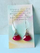 Load image into Gallery viewer, Treasure Trunk Pink Opal and Pink Chalcedony Gemstone Hammered Dangle Earrings