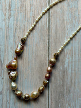 Load image into Gallery viewer, SALTY COLLECTION Blush Baroque and Rice Pearl Gold Fill Necklace