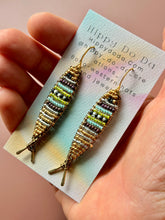 Load image into Gallery viewer, Beaded Brass Fish Earrings