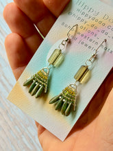 Load image into Gallery viewer, Mini Boho Beaded Fan Earrings with Whisky Quartz