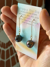 Load image into Gallery viewer, Beautiful Peacock Iridescent Luster Baroque Pearl Gold Fill Dangle Earrings