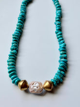 Load image into Gallery viewer, Baroque Freshwater Pearl and Sonoran Turquoise Statement Necklace