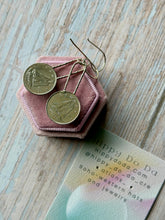 Load image into Gallery viewer, Pink Guava Quartz and Canadian Coin Dangle Earrings
