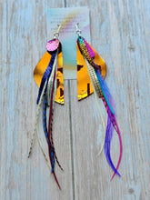 Load image into Gallery viewer, Light As A Feather FUN Rooster Feather Silver Earrings