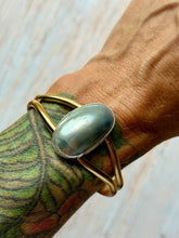 Load image into Gallery viewer, SALTY COLLECTION Mabe Pearl Mixed Metal Sterling and Brass Adjustable Cuff