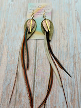 Load image into Gallery viewer, Light As A Feather FUN Rooster Feather Gold Earrings