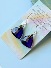 Load image into Gallery viewer, Treasure Trunk Dark Purple Amethyst Hammered Dangle Earrings