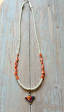 Load image into Gallery viewer, Spiny Oyster Mojave Turquoise Cow and Coral Sterling Silver Necklace