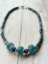 Load image into Gallery viewer, Autumn Refresh Vintage Sea Glass and Sodalite Gemstone Necklace