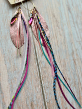 Load image into Gallery viewer, Light As A Feather FUN Rooster Feather Gold Earrings