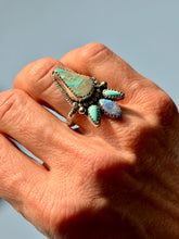 Load image into Gallery viewer, Mermaid Queen Royston Turquoise and Australian Opal Doublet Sterling Silver Ring, Size 7.25