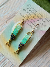 Load image into Gallery viewer, Beaded Brass Fishy Dangle Earrings