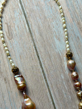 Load image into Gallery viewer, SALTY COLLECTION Blush Baroque and Rice Pearl Gold Fill Necklace